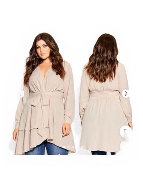 City Chic Ivory Wrap-Style Flowing Top